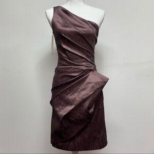 Halston Heritage Asymmetrical One Shoulder Side Ruching Dress ESTIMATED SIZE XS